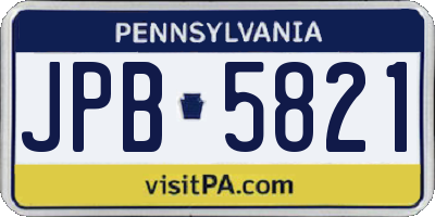 PA license plate JPB5821