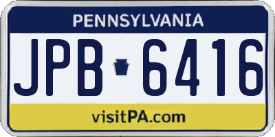 PA license plate JPB6416