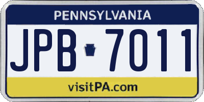 PA license plate JPB7011