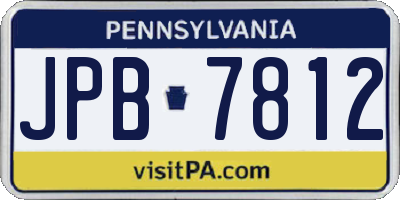 PA license plate JPB7812