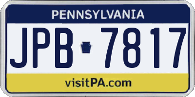 PA license plate JPB7817