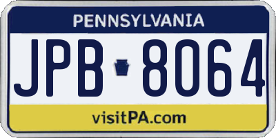 PA license plate JPB8064