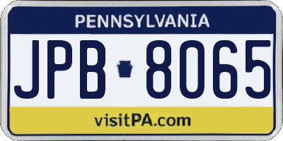 PA license plate JPB8065