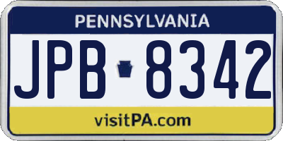 PA license plate JPB8342