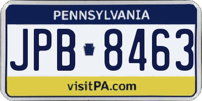PA license plate JPB8463