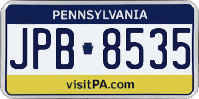 PA license plate JPB8535
