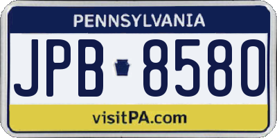 PA license plate JPB8580