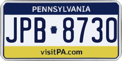 PA license plate JPB8730