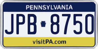 PA license plate JPB8750