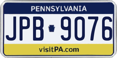 PA license plate JPB9076