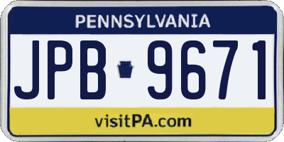 PA license plate JPB9671
