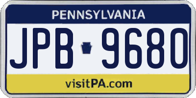 PA license plate JPB9680