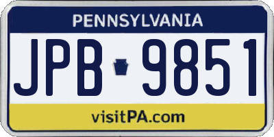 PA license plate JPB9851