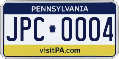 PA license plate JPC0004
