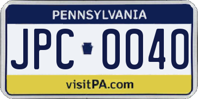 PA license plate JPC0040