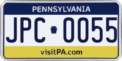 PA license plate JPC0055
