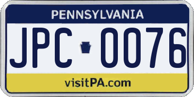 PA license plate JPC0076