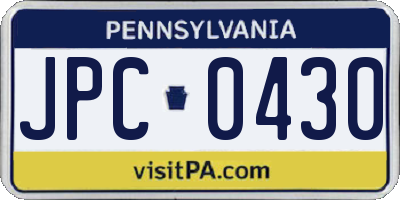 PA license plate JPC0430