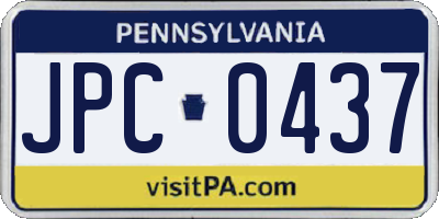 PA license plate JPC0437