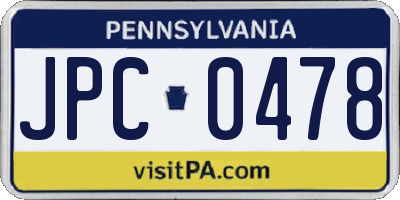 PA license plate JPC0478