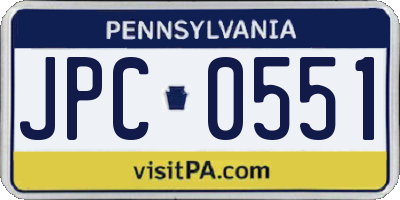 PA license plate JPC0551