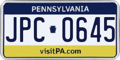 PA license plate JPC0645