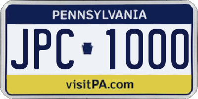 PA license plate JPC1000