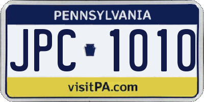 PA license plate JPC1010