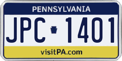 PA license plate JPC1401