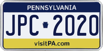 PA license plate JPC2020
