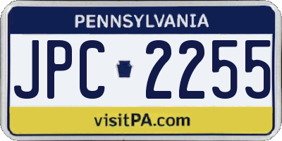 PA license plate JPC2255