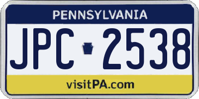 PA license plate JPC2538