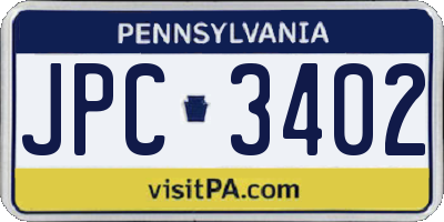 PA license plate JPC3402