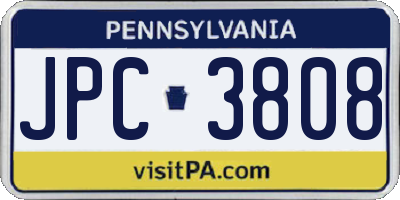 PA license plate JPC3808
