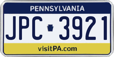 PA license plate JPC3921