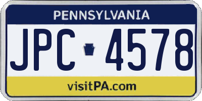 PA license plate JPC4578
