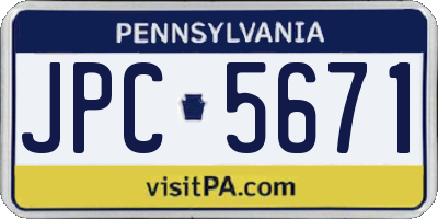 PA license plate JPC5671