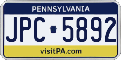 PA license plate JPC5892