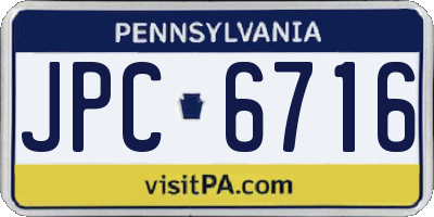 PA license plate JPC6716