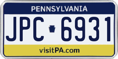 PA license plate JPC6931