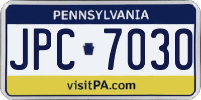 PA license plate JPC7030