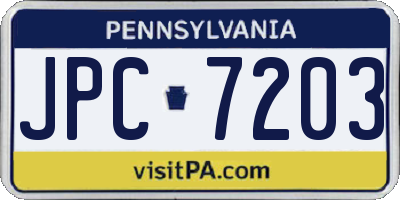 PA license plate JPC7203
