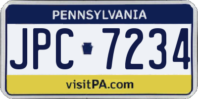 PA license plate JPC7234