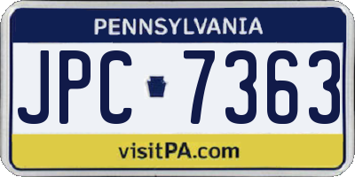 PA license plate JPC7363