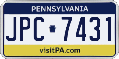 PA license plate JPC7431
