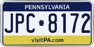 PA license plate JPC8172