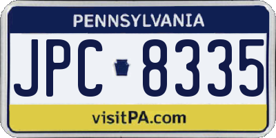 PA license plate JPC8335