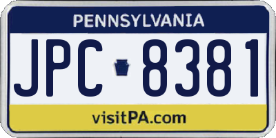 PA license plate JPC8381