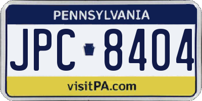 PA license plate JPC8404