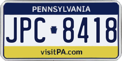 PA license plate JPC8418